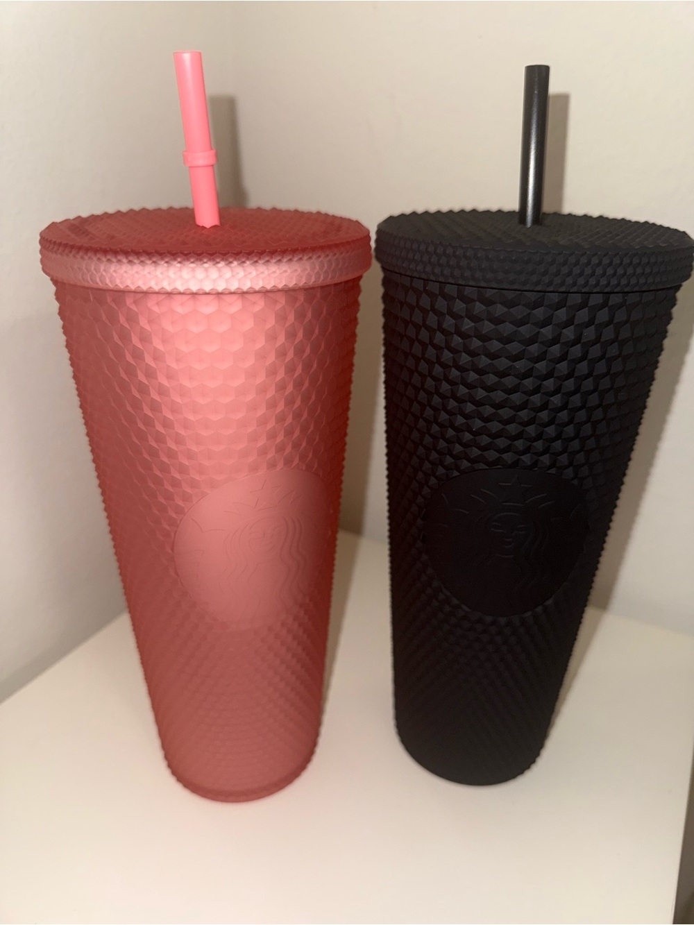Starbucks Pink and Black Studded Reusable Tumblers with Straws